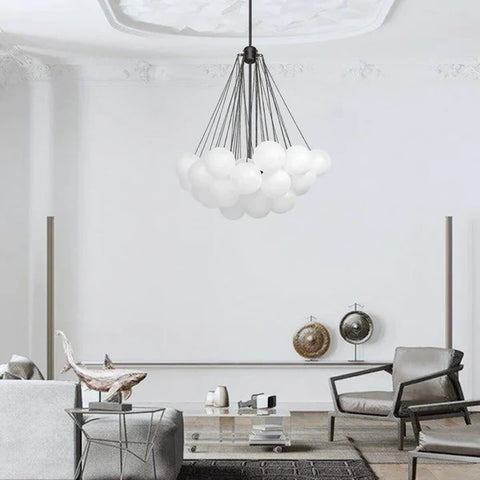 Frosted Glass Bubble Chandelier with Metal Frame