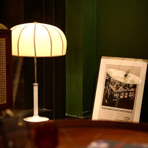 Table Lamp with Fabric Shade and Metal Base