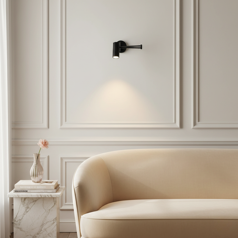 Wall Sconce with Adjustable Arm and Cylindrical Metal Shade