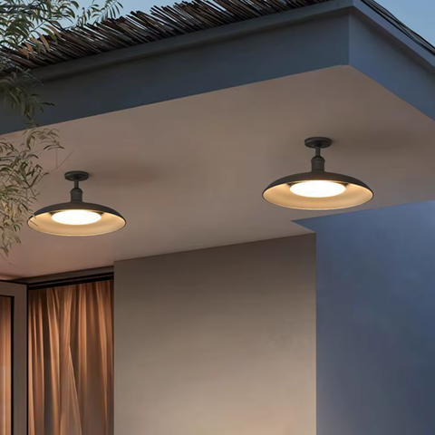 Ceiling Light with Semi-Flush Metal Dome for Outdoor Porches