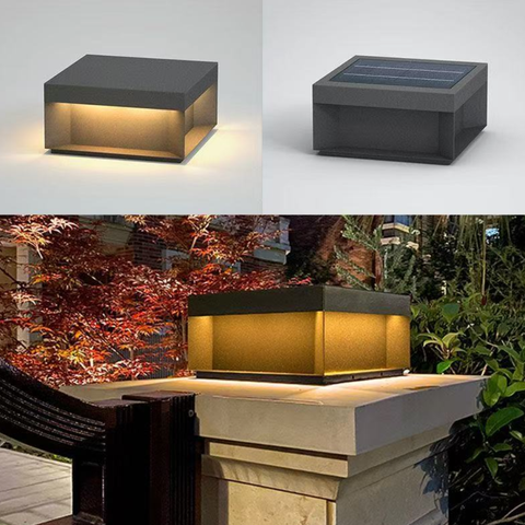 Outdoor Post Light with Square Glass Enclosure and LED Lighting