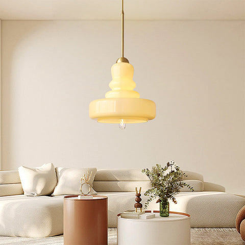 Glass Gourd Pendant Light with Tiered Shade