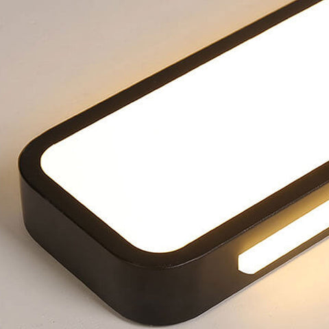 Long LED Flush Mount Ceiling Light with Rounded Frame for Interiors