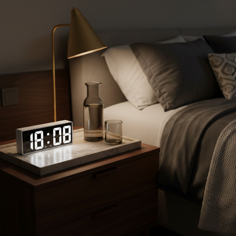 Digital Alarm Clock with LED Time and Temperature Display