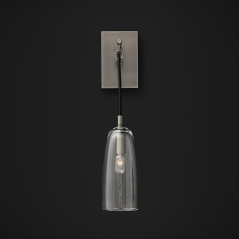 Wall Light with Copper Finish and Suspended Glass Shade