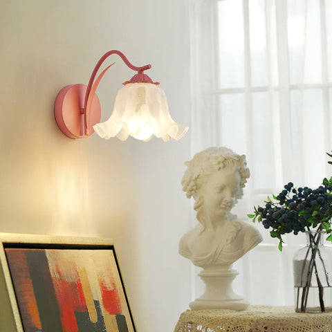 Wall Light with Flower Form and Fluted Acrylic Shade