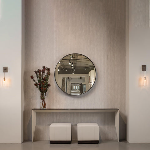 Wall Light with Copper Finish and Suspended Glass Shade