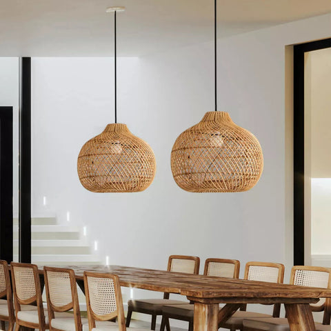 Woven Rattan Basket Pendant Light