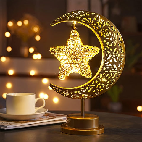 Crescent Moon and Star Decorative Table Lamp
