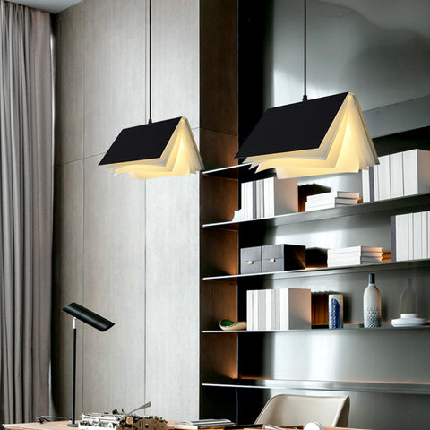 Pendant Light with Folded Book-Shaped Shade