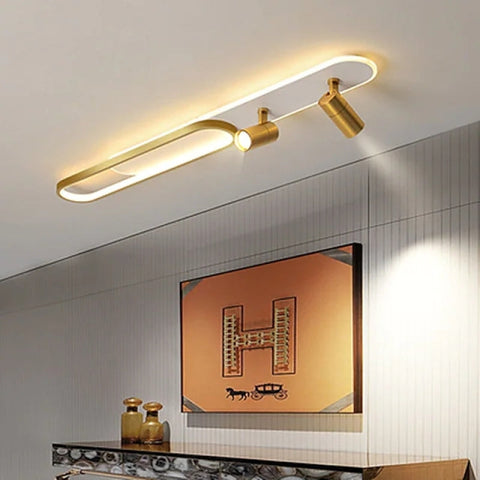 Linear LED Ceiling Light with Spotlights for Hallways and Living Rooms