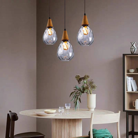Textured Glass Teardrop Pendant Light for Kitchen Island Lighting