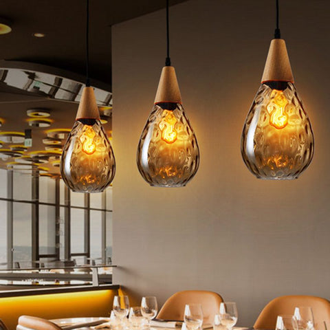 Textured Glass Teardrop Pendant Light for Kitchen Island Lighting