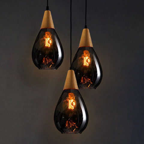 Textured Glass Teardrop Pendant Light for Kitchen Island Lighting
