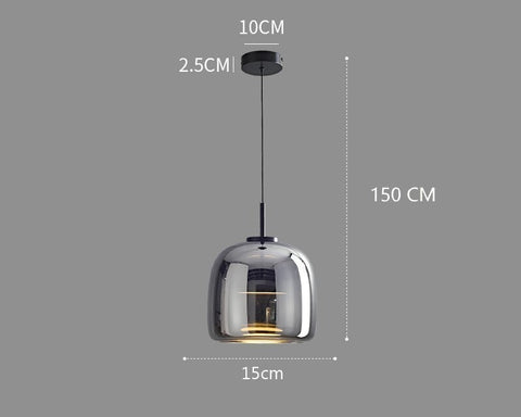 Vintage Tinted Glass LED Pendant Light for Dining Rooms and Kitchens