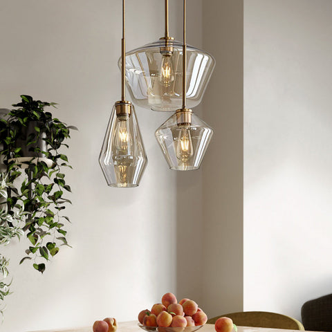 Faceted Glass Pendant Light for Kitchen Island and Dining Lighting