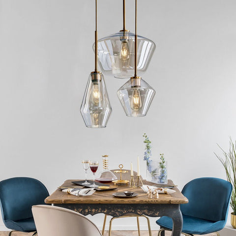 Faceted Glass Pendant Light for Kitchen Island and Dining Lighting