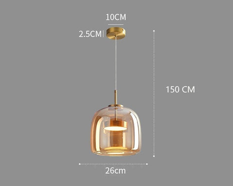 Vintage Tinted Glass LED Pendant Light for Dining Rooms and Kitchens