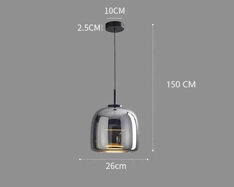 Vintage Tinted Glass LED Pendant Light for Dining Rooms and Kitchens