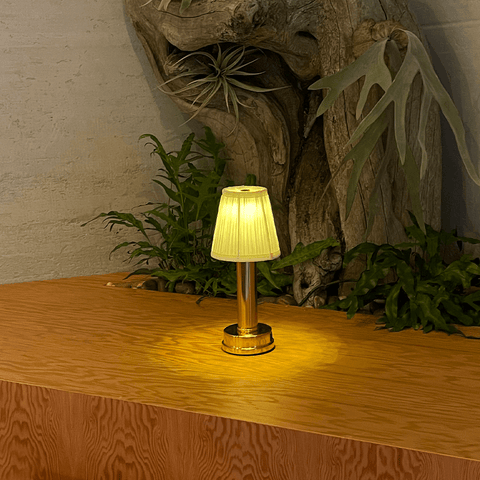 Rechargeable Fabric Shade Table Lamp for Dining and Bedside Use
