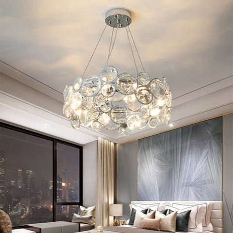 Glass Bubble Chandelier with Stainless Steel Frame