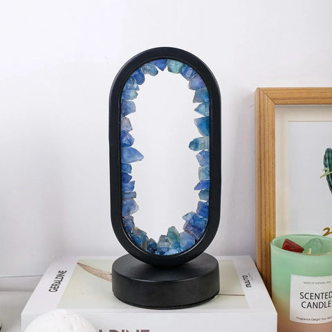 Amethyst Crystal Effect LED Table Lamp with Oval Frame and Ambient Lighting