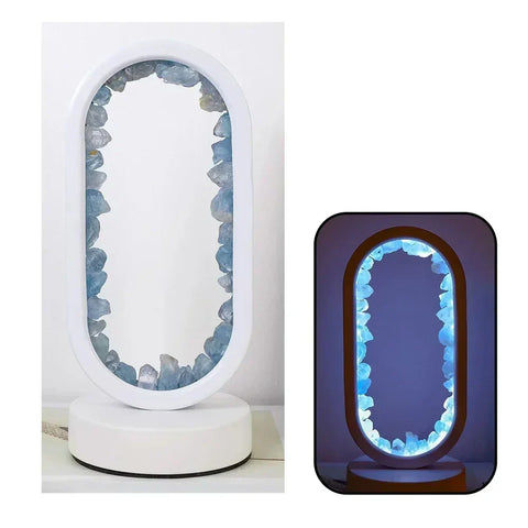 Amethyst Crystal Effect LED Table Lamp with Oval Frame and Ambient Lighting