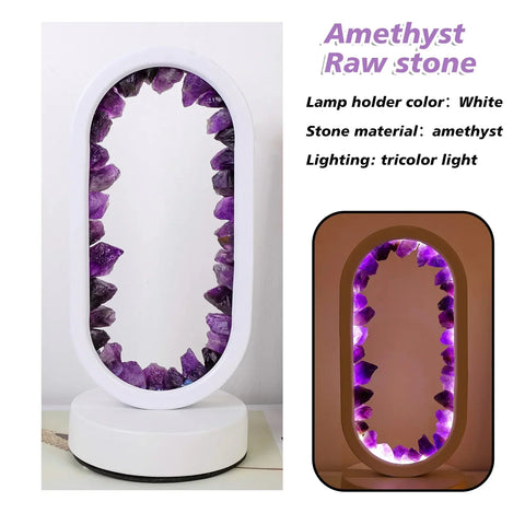 Amethyst Crystal Effect LED Table Lamp with Oval Frame and Ambient Lighting