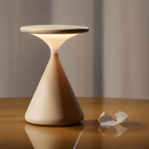 Cordless Dimmable LED Table Lamp with Modern Hourglass Design for Ambient Lighting
