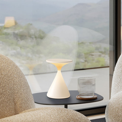 Cordless Dimmable LED Table Lamp with Modern Hourglass Design for Ambient Lighting