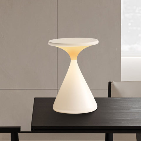 Cordless Dimmable LED Table Lamp with Modern Hourglass Design for Ambient Lighting
