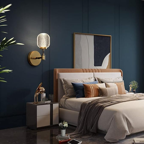 Brass Wall Sconce with Textured Crystal Shade