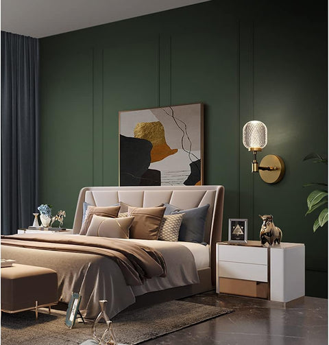 Brass Wall Sconce with Textured Crystal Shade