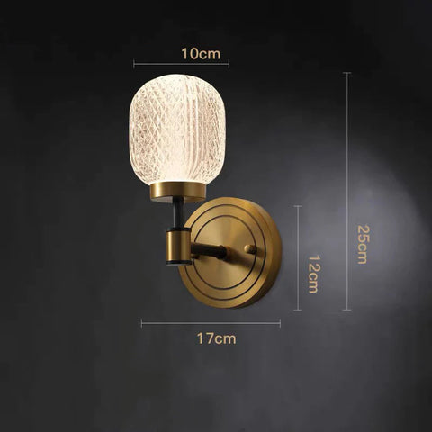 Brass Wall Sconce with Textured Crystal Shade
