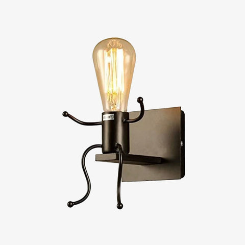 Seated Figure Metal Wall Sconce for Playful Interior Accent Lighting