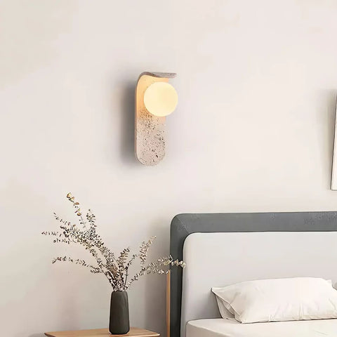 Natural Stone Wall Sconce for Wabi-Sabi Hallway and Bedroom Lighting