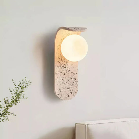Natural Stone Wall Sconce for Wabi-Sabi Hallway and Bedroom Lighting