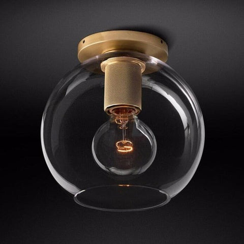 Semi-Flush Ceiling Light with Brass Finish and Art Deco Shade Options