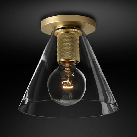 Semi-Flush Ceiling Light with Brass Finish and Art Deco Shade Options