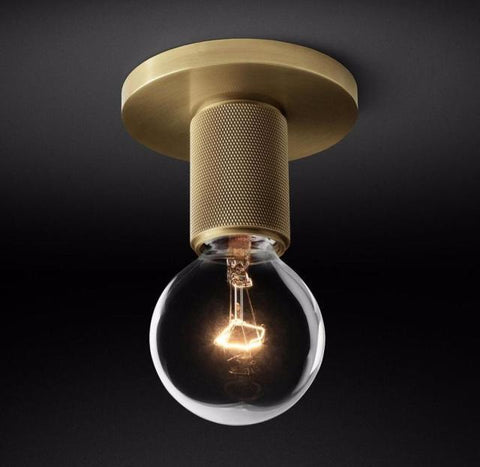 Semi-Flush Ceiling Light with Brass Finish and Art Deco Shade Options