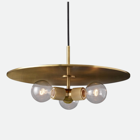 Pendant Light with Brushed Brass Finish and Retro Glass Shade Options