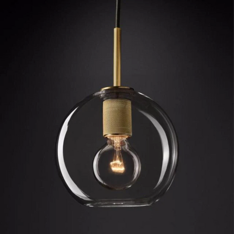 Pendant Light with Brushed Brass Finish and Retro Glass Shade Options