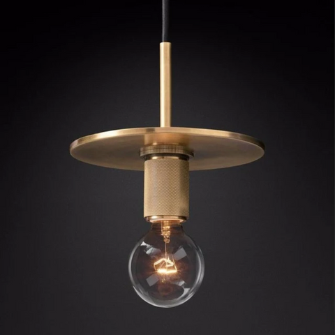 Pendant Light with Brushed Brass Finish and Retro Glass Shade Options