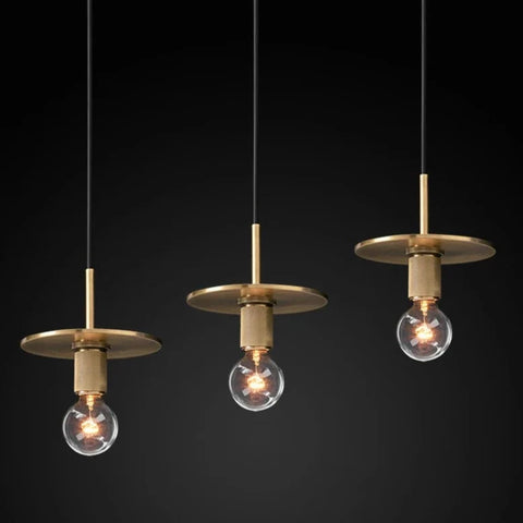 Pendant Light with Brushed Brass Finish and Retro Glass Shade Options