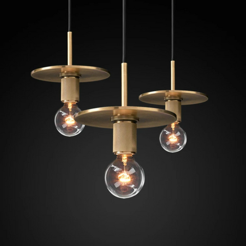 Pendant Light with Brushed Brass Finish and Retro Glass Shade Options