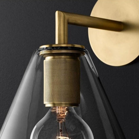 Wall Sconce with Brushed Brass Finish and Art Deco Shade Options
