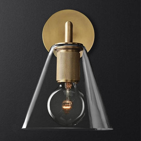 Wall Sconce with Brushed Brass Finish and Art Deco Shade Options