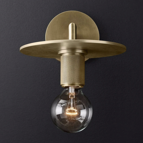 Wall Sconce with Brushed Brass Finish and Art Deco Shade Options