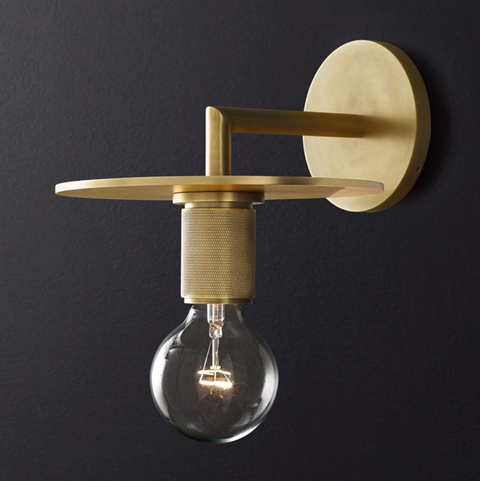 Wall Sconce with Brushed Brass Finish and Art Deco Shade Options