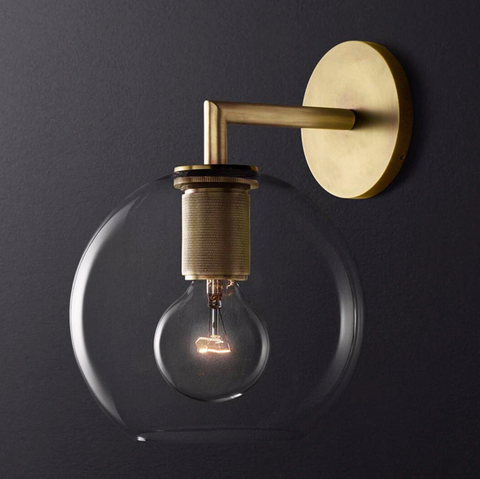 Wall Sconce with Brushed Brass Finish and Art Deco Shade Options